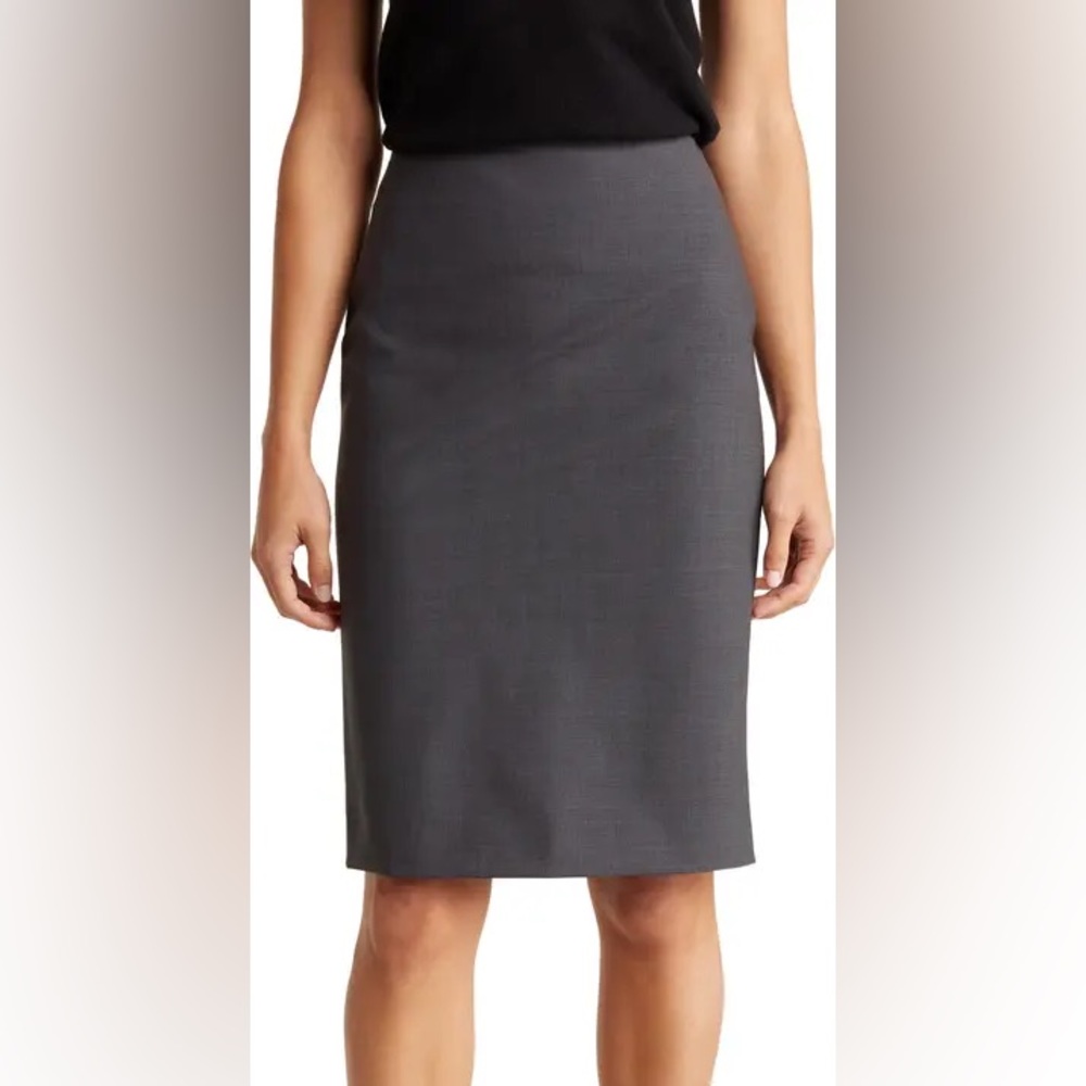 Theory Stretch Wool Pencil Skirt Charcoal Size 2
